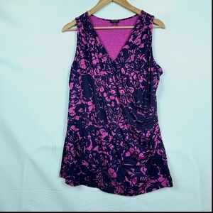 Talbots Women's Sleeveless Faux Wrap Tunic Top Sz L Casual Office Business City